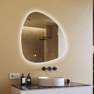 94x94 cm Lustro nieregularne z podświetleniem, 94x94cm, Dual color, Włącznik dotykowy, Mata grzewcza