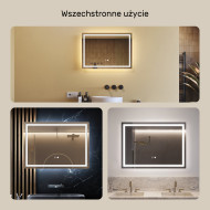 70x50 cm Lustro Łazienkowe Podświetlane 70x50cm z Dual color, Włącznik dotykowy, Mata grzewcza