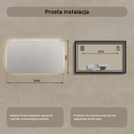 120x70 cm Prostokątne Lustro Łazienkowe Podświetlane 120x70cm z barwą neutralną 4500K