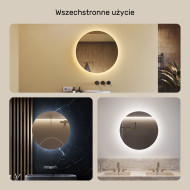 70x70 cm Okrągłe Lustro Łazienkowe Podświetlane 70cm z zimną barwą LED 7000K