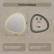 54x54 cm Lustro nieregularne podświetlane dekoracyjne LED 54x54cm z ciepłą barwą 3000K