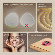 74x74 cm Lustro nieregularne podświetlane dekoracyjne LED 74x74cm z zimną barwą LED 7000K