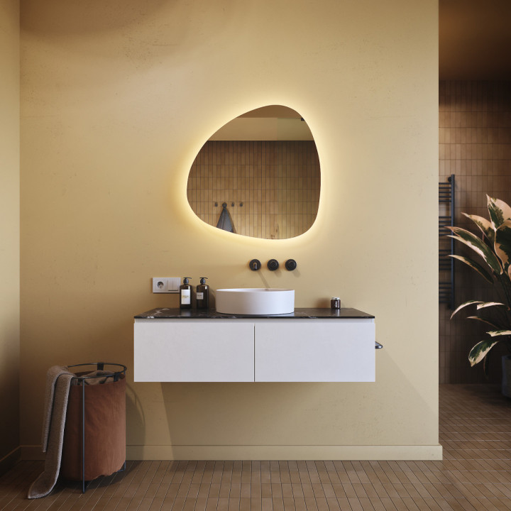 74x74 cm Lustro nieregularne podświetlane dekoracyjne LED 74x74cm z zimną barwą LED 7000K