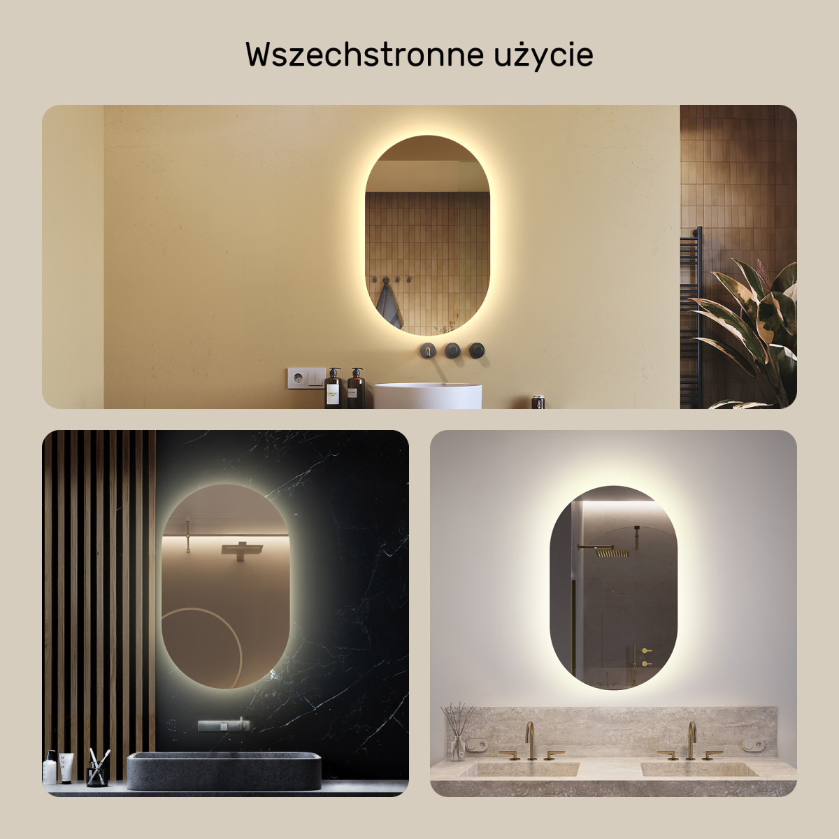 50x80 cm Lustro Łazienkowe Podświetlane 50x80cm z barwą neutralną 4500K