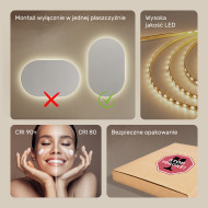 50x80 cm Lustro Łazienkowe Podświetlane 50x80cm z barwą neutralną 4500K