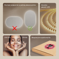 50x80 cm Lustro Łazienkowe Podświetlane 50x80cm z zimną barwą LED 7000K