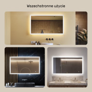 120x70 cm Lustro łazienkowe prostokątne z oświetleniem LED 120x70cm z Dual color, Włącznik dotykowy