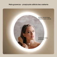 Lustra okrągłe z oświetleniem LED do łazienki 60cm z Dual color, Włącznik dotykowy, Mata grzewcza