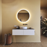 80x80 cm Lustro łazienkowe okrągłe z oświetleniem LED 80cm z Dual color, Włącznik dotykowy, Mata grzewcza