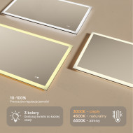 120x70 cm Prostokątne lustro do łazienki podświetlane LED 120x70cm z Dual color, Włącznik dotykowy, Mata grzewcza