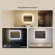 80x60 cm Zaokrąglone lustro do łazienki z oświetlenim LED, 80x60cm, Dual color, Włącznik dotykowy