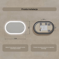 120x70 cm Podświetlane lustro do łazienki, 120x70cm, Dual color, Włącznik dotykowy