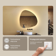 84x84 cm Lustro nieregularne z podświetleniem, 84x84cm, Dual color, Włącznik dotykowy