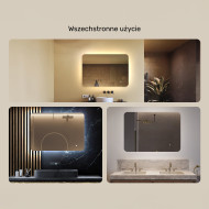 100x70 cm Zaokrąglone lustro do łazienki z oświetlenim LED, 100x70cm, Dual color, Włącznik dotykowy