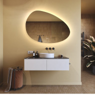 114x84 cm Lustro nieregularne z podświetleniem, 114x84cm, Dual color, Włącznik dotykowy, Mata grzewcza