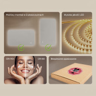 120x70 cm Zaokrąglone lustro do łazienki z oświetlenim LED, 120x70cm, Dual color, Włącznik dotykowy, Mata grzewcza