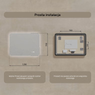 120x70 cm Zaokrąglone lustro do łazienki z oświetlenim LED, 120x70cm, Dual color, Włącznik dotykowy, Mata grzewcza