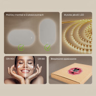 120x70 cm Podświetlane lustro do łazienki, 120x70cm, Dual color, Włącznik dotykowy, Mata grzewcza