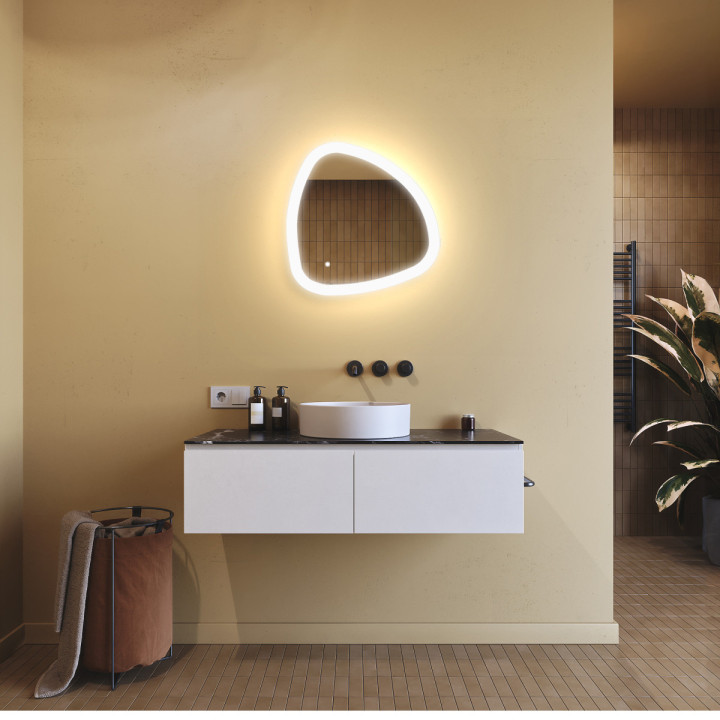 54x54 cm Lustro nieregularne z podświetleniem, 54x54cm, Dual color, Włącznik dotykowy