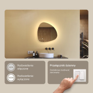 54x54 cm Lustro nieregularne z podświetleniem, 54x54cm, Dual color, Włącznik dotykowy