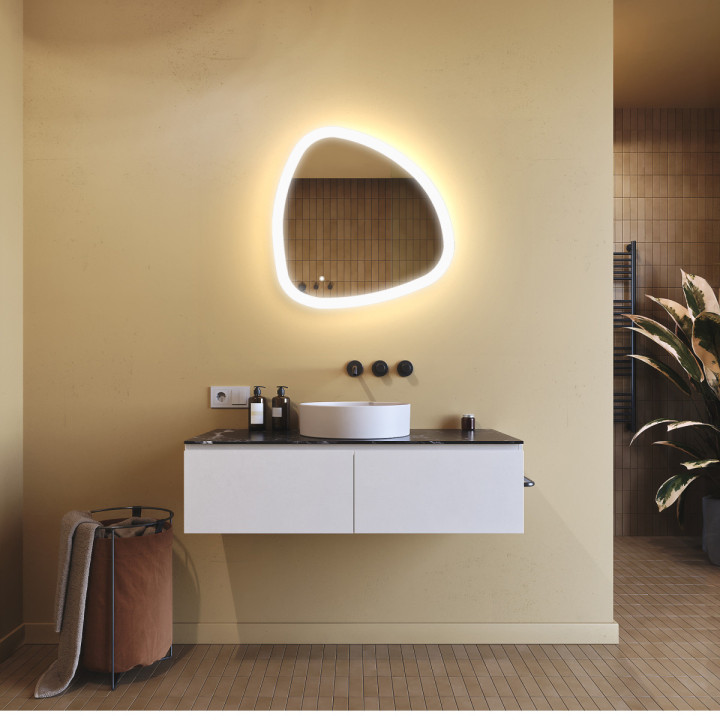 64x64 cm Lustro nieregularne z podświetleniem, 64x64cm, Dual color, Włącznik dotykowy