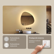 64x64 cm Lustro nieregularne z podświetleniem, 64x64cm, Dual color, Włącznik dotykowy