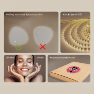 64x64 cm Lustro nieregularne z podświetleniem, 64x64cm, Dual color, Włącznik dotykowy, Mata grzewcza