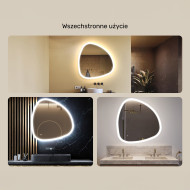 94x94 cm Lustro łazienkowe z oświetleniem, 94x94cm, Dual color, Włącznik dotykowy