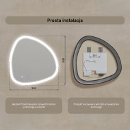 94x94 cm Lustro łazienkowe z oświetleniem, 94x94cm, Dual color, Włącznik dotykowy