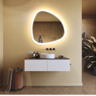 94x94 cm Lustro nieregularne z podświetleniem, 94x94cm, Dual color, Włącznik dotykowy, Mata grzewcza