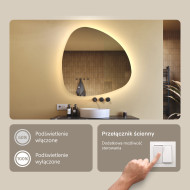 94x94 cm Lustro łazienkowe z oświetleniem, 94x94cm, Dual color, Włącznik dotykowy