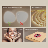 94x94 cm Lustro łazienkowe z oświetleniem, 94x94cm, Dual color, Włącznik dotykowy