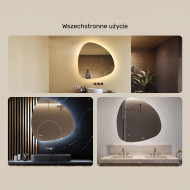 94x94 cm Lustro nieregularne z podświetleniem, 94x94cm, Dual color, Włącznik dotykowy, Mata grzewcza