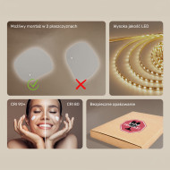 64x54 cm Lustro łazienkowe z oświetleniem, 64x54cm, Dual color, Włącznik dotykowy