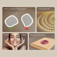 74x64 cm Lustro łazienkowe z oświetleniem, 74x64cm, Dual color, Włącznik dotykowy