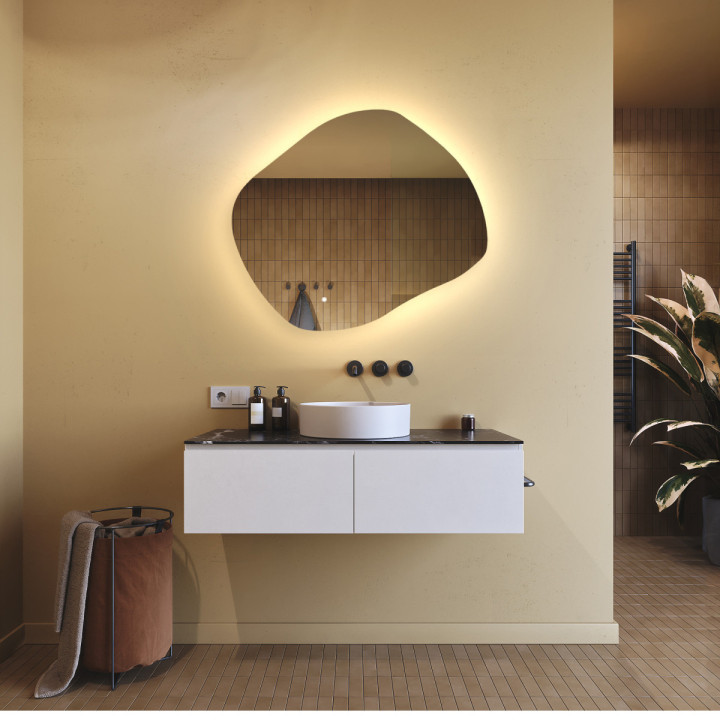 74x64 cm Lustro łazienkowe z oświetleniem, 74x64cm, Dual color, Włącznik dotykowy