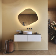 74x64 cm Lustro łazienkowe z oświetleniem, 74x64cm, Dual color, Włącznik dotykowy, Mata grzewcza