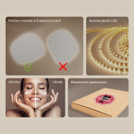 94x84 cm Lustro łazienkowe z oświetleniem, 94x84cm, Dual color, Włącznik dotykowy, Mata grzewcza