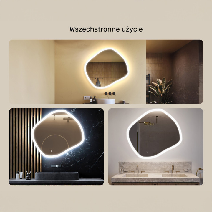 104x94 cm Lustro łazienkowe z oświetleniem, 104x94cm, Dual color, Włącznik dotykowy