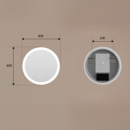 Lustra okrągłe z oświetleniem LED do łazienki 60cm z Dual color, Włącznik dotykowy, Mata grzewcza