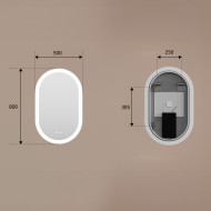 80x50 cm Podświetlane lustro do łazienki, 80x50cm, Dual color, Włącznik dotykowy, Mata grzewcza