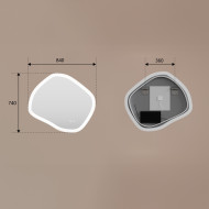 84x74 cm Lustro łazienkowe z oświetleniem, 84x74cm, Dual color, Włącznik dotykowy, Mata grzewcza