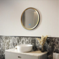 Lustro okrągłe 60 cm w metalowej ramie z podświetleniem LED