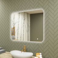 80x60 cm Zaokrąglone lustro do łazienki z oświetlenim LED, 80x60cm, Dual color, Włącznik dotykowy