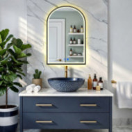 60x90 cm Nieregularne lustro z podświetleniem LED w czarnej aluminiowej ramie