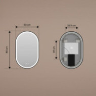 Lustro owalne LED - 50x80/80x50 cm w złotej aluminiowej ramie