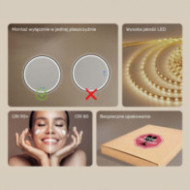 Lustro okrągłe LED w złotej aluminiowej ramie - 60 cm