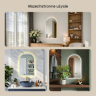 Nieregularne lustro podświetlane LED - 60x90 cm w srebnej ramie aluminiowej