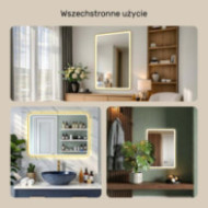 Lustro zaokrąglone LED - 100x70/70x100 cm w złotej aluminiowej ramie