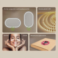 50x100/100x50 cm Owalne lustro z podświetleniem LED w czarnej aluminiowej ramie